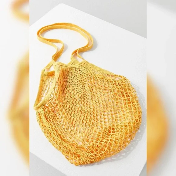 🍋 Limoncello Yellow Parisienne Cotton Open Net Market Tote - Picture 3 of 4